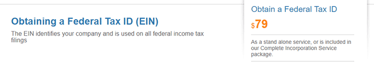 BizFilings federal Tax ID Service
