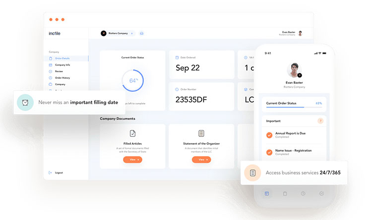 Incfile Online Dashboard