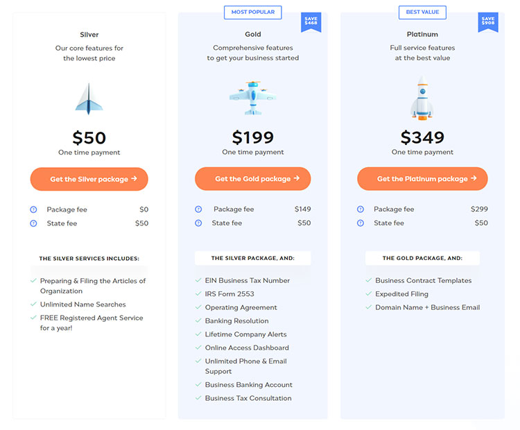 Incfile Pricing Packages