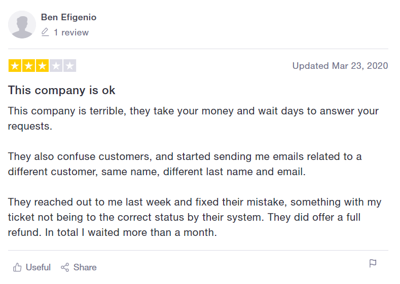 Incfile Trustpilot Review 3 stars