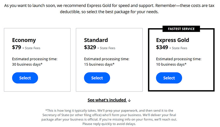 LegalZoom LLC Filing Pricing