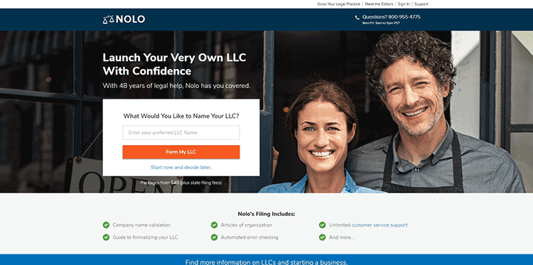 Nolo LLC formation main page